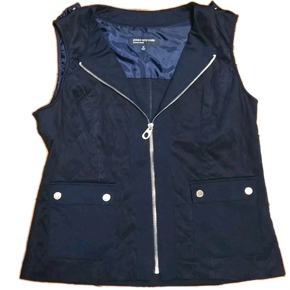 Jones New York Dark Blue Medium Women's Vest with Zipper